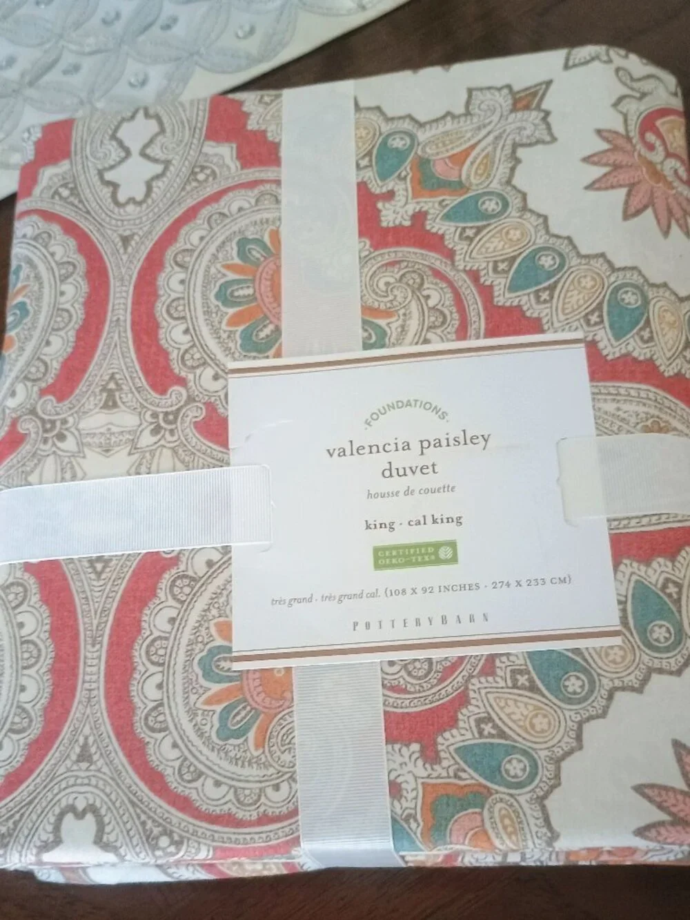Pottery Barn Valencia Paisley Cal King Duvet , 2 Euro Sham, pillow cover. NEW
